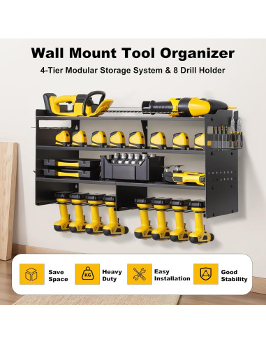 Organizador de Herramientas Oviitech Montaje en Pared 4 Niveles