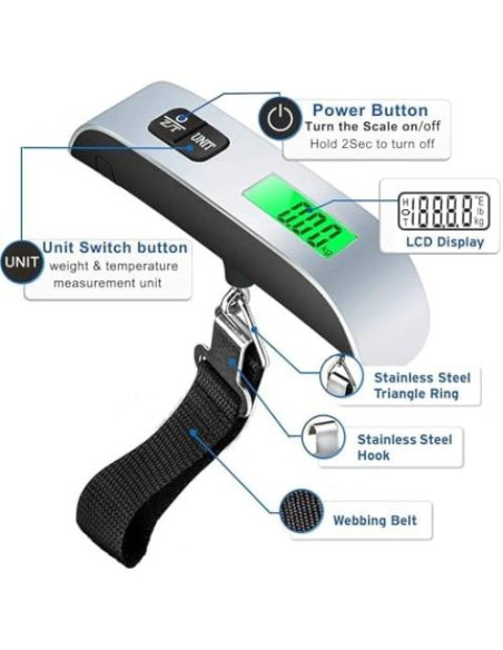 Báscula de Equipaje Digital Shaoguang 50kg Pantalla LCD Negra