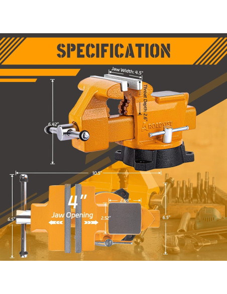 Prensa de Banco AROEDVISE 4.5" Giratoria Industrial 1500kg