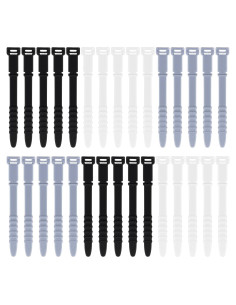 30 Bridas de Silicona Reutilizables 11.4 cm Yuntop - Gris, Blanco, Negro
