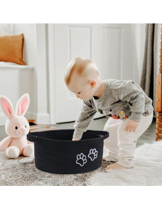 Cesto Organizador de Cuerda de Algodón Hanshu con Huella 30x20 cm 2