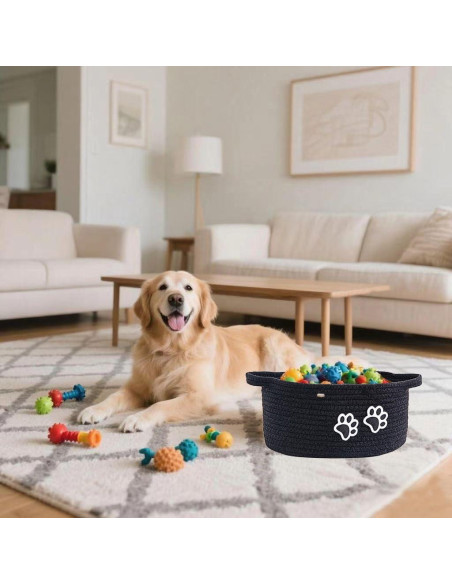 Cesto Organizador de Cuerda de Algodón Hanshu con Huella 30x20 cm