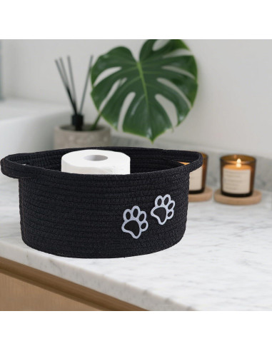 Cesto Organizador de Cuerda de Algodón Hanshu con Huella 30x20 cm