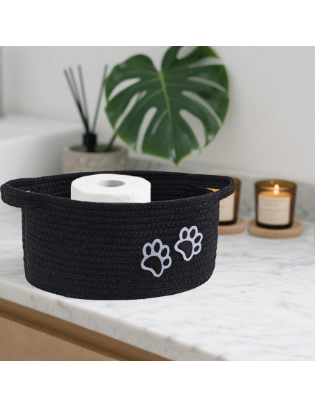 Cesto Organizador de Cuerda de Algodón Hanshu con Huella 30x20 cm