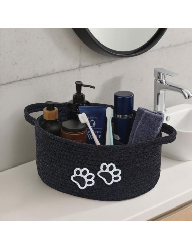 Cesto Organizador de Cuerda de Algodón Hanshu con Huella 30x20 cm