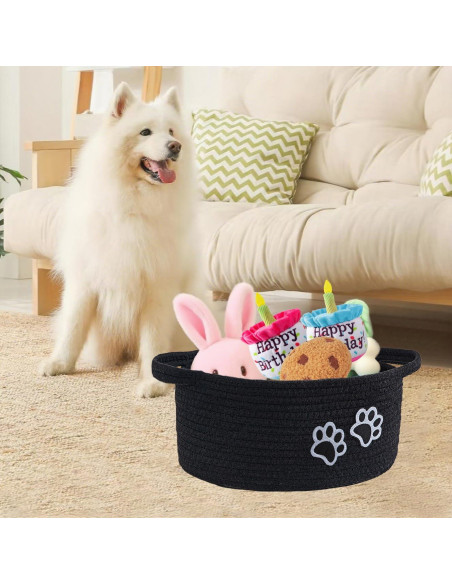 Cesto Organizador de Cuerda de Algodón Hanshu con Huella 30x20 cm