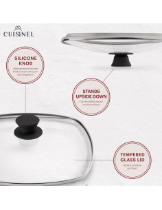 Sartén Cuadrada Cuisinel de Hierro Fundido 26.67 cm con Tapa 2