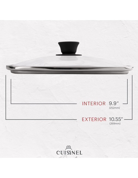Sartén Cuadrada Cuisinel de Hierro Fundido 26.67 cm con Tapa