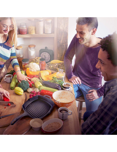 Sartén Cuadrada Cuisinel de Hierro Fundido 26.67 cm con Tapa