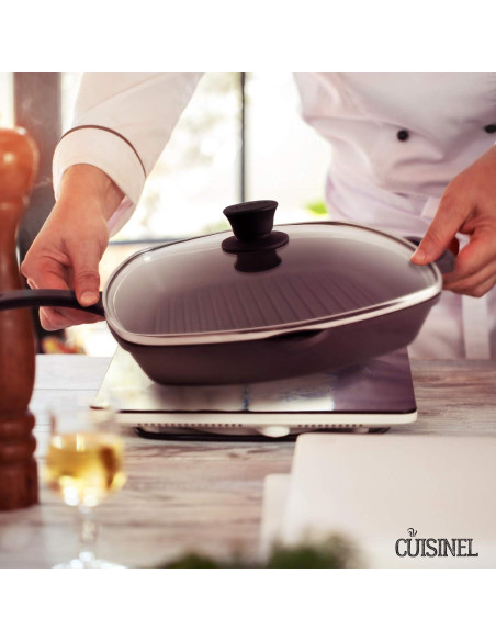 Sartén Cuadrada Cuisinel de Hierro Fundido 26.67 cm con Tapa