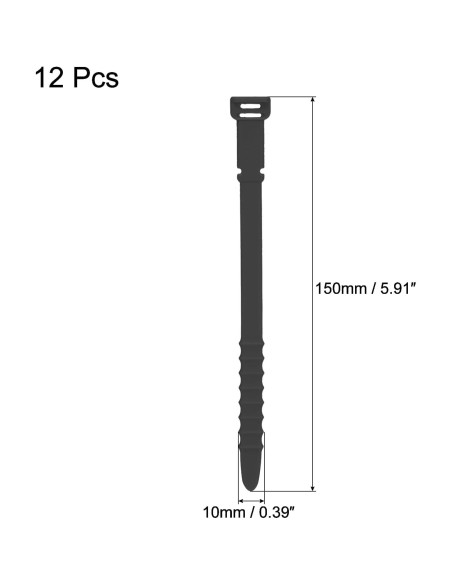 12 Correas de Silicona Reutilizables uxcell 15 cm Negro