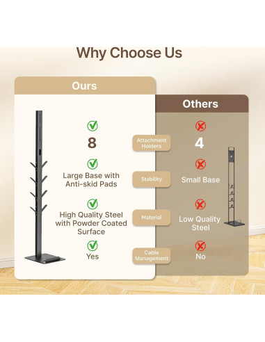 Soporte para Aspiradora Inalámbrica PEGZONE con 8 Ganchos Negro
