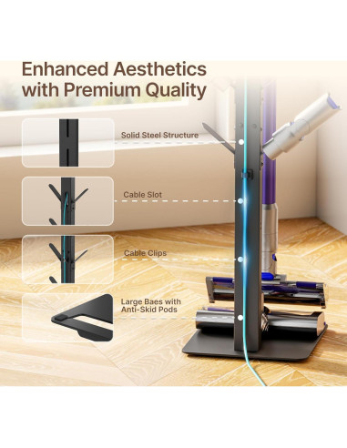 Soporte para Aspiradora Inalámbrica PEGZONE con 8 Ganchos Negro