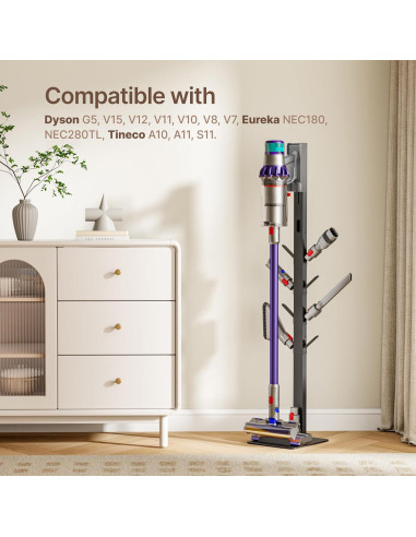 Soporte para Aspiradora Inalámbrica PEGZONE con 8 Ganchos Negro