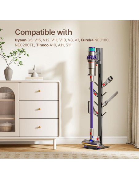 Soporte para Aspiradora Inalámbrica PEGZONE con 8 Ganchos Negro