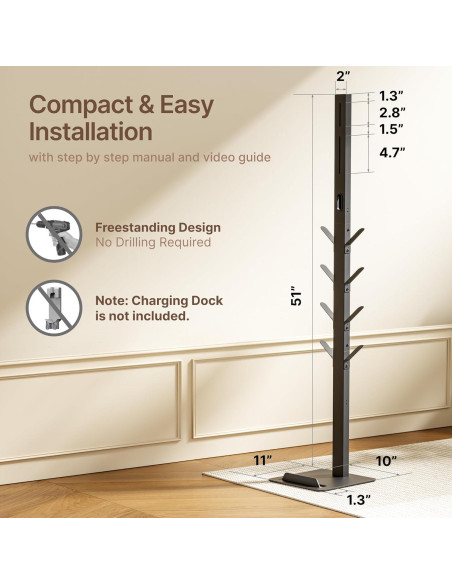 Soporte para Aspiradora Inalámbrica PEGZONE con 8 Ganchos Negro