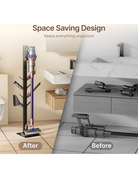 Soporte para Aspiradora Inalámbrica PEGZONE con 8 Ganchos Negro