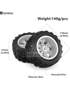 Neumáticos Off Road 1/10 Chanmoo para Camiones RC 4PCS 2