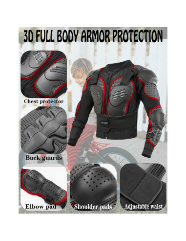 Chaqueta de Motocicleta para Niños - Protección Juvenil Rojo