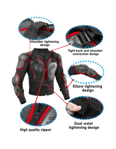 Chaqueta de Motocicleta para Niños - Protección Juvenil Rojo