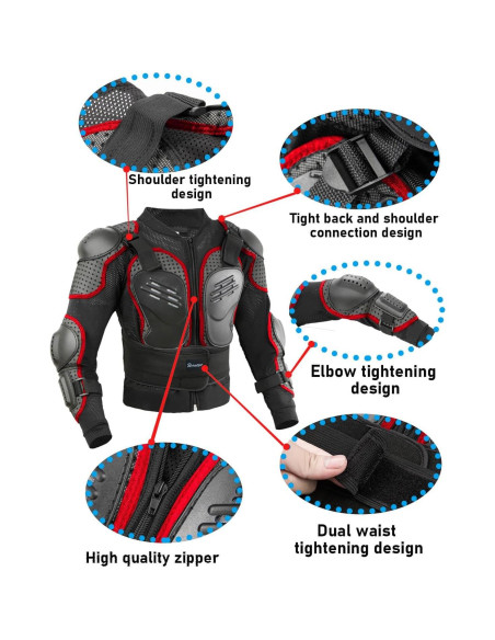 Chaqueta de Motocicleta para Niños - Protección Juvenil Rojo