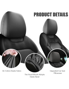 Funda de Cabecera de Asiento de Coche Smeyta SAZTT01 2 Pcs Gris 2