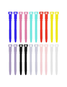 20 Bridas Reutilizables KINBOM de Silicona 11.5 cm Multicolor