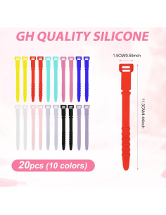20 Bridas Reutilizables KINBOM de Silicona 11.5 cm Multicolor 2