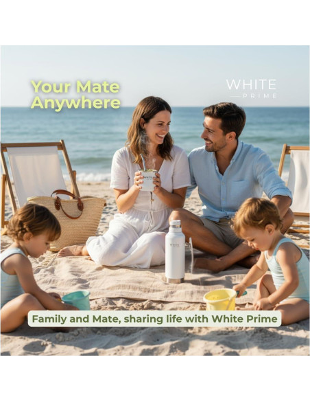 Taza de Mate 6 oz WHITE Prime con Bombilla de Acero Inoxidable