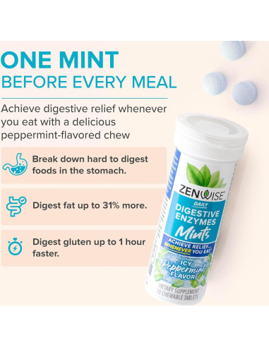 Mentas Digestivas Zenwise Health 30 Tabletas Masticables Menta