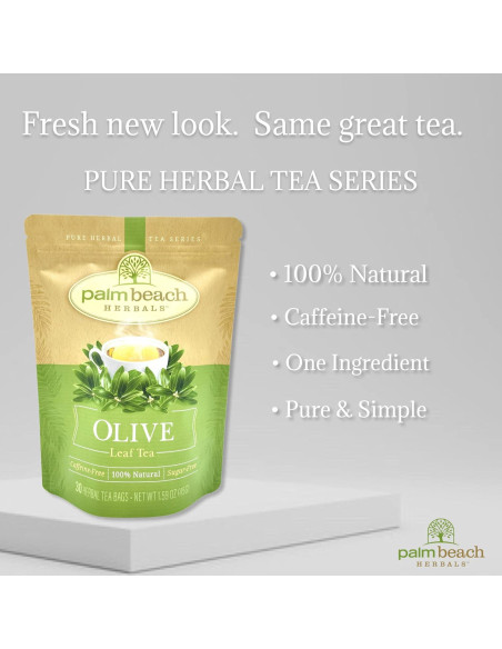 Té de Hoja de Olivo Palm Beach - 30 Bolsas, 45g, Sin Cafeína