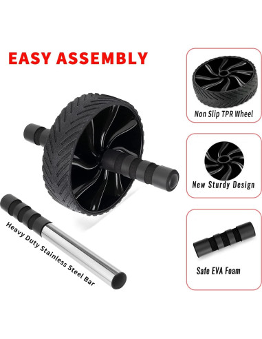 Rueda de Abdominales Sprwhale Negra - Entrenamiento Núcleo y Fuerza