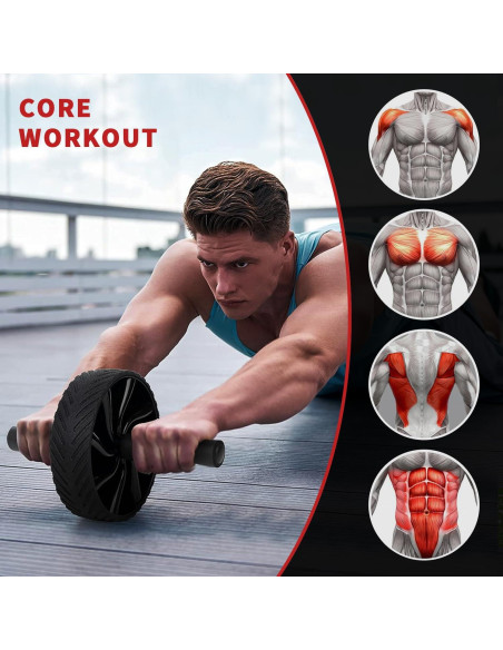 Rueda de Abdominales Sprwhale Negra - Entrenamiento Núcleo y Fuerza