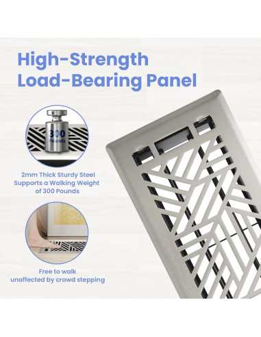 Registro de Piso Howeall 4x10 Pulgadas Níquel Satinado 2PCS