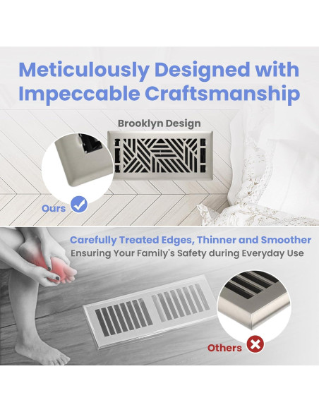 Registro de Piso Howeall 4x10 Pulgadas Níquel Satinado 2PCS