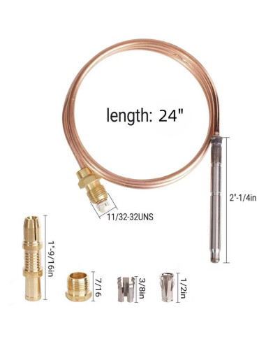 Termopar universal 61 cm KBZ para control de gas Robertshaw