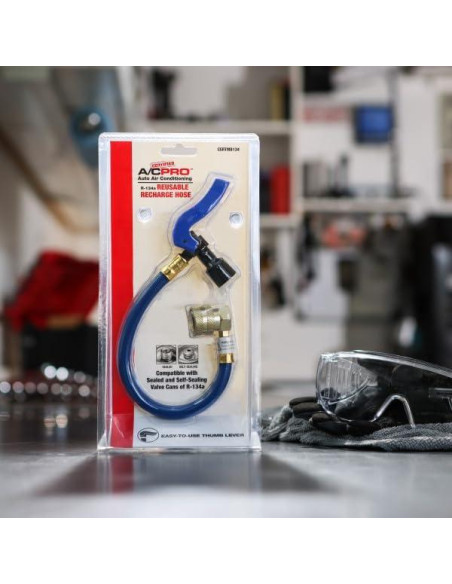 Refrigerante R134A A/C Pro con manguera 25.4 cm - Azul