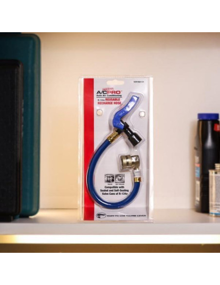 Refrigerante R134A A/C Pro con manguera 25.4 cm - Azul