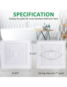 Rejilla de Ventilador de Techo de Baño WKZO 97011723 Blanca 2