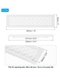 Cubierta de Ventilación de Aluminio PATIKIL 30 x 8 cm Blanca - 2 Pcs 2