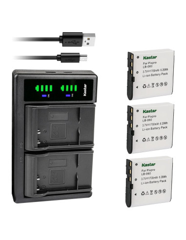 Kastar Cargador USB Dual + 3 Baterías 1700mAh para Kodak
