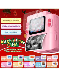 Cámara Digital Infantil Rosa X8D con Impresión Instantánea 48MP 2