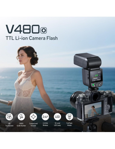Flash Godox V480-O para Olympus y Panasonic, GN50, 650 Flashes