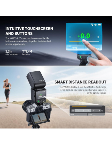 Flash Godox V480-O para Olympus y Panasonic, GN50, 650 Flashes