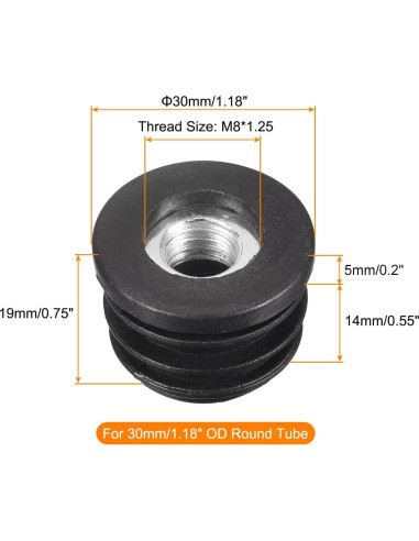 8 Piezas Inserciones de Tubo Rosado M8 uxcell para Muebles