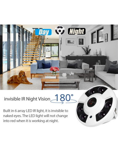 Cámara de Seguridad IP Fisheye 5MP REVODATA con IR 180
