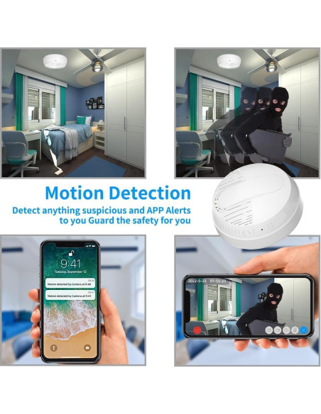 Cámara Oculta Detector de Humo LIZVIE 10000mAh 1080P WiFi