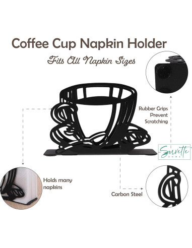 Soporte para Servilletas Metal Negro Servette Home Diseño Taza