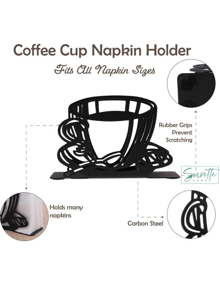Soporte para Servilletas Metal Negro Servette Home Diseño Taza