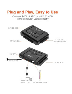 Adaptador Alxum SATA IDE a USB 3.0 para Disco Duro 2.5/3.5" 2